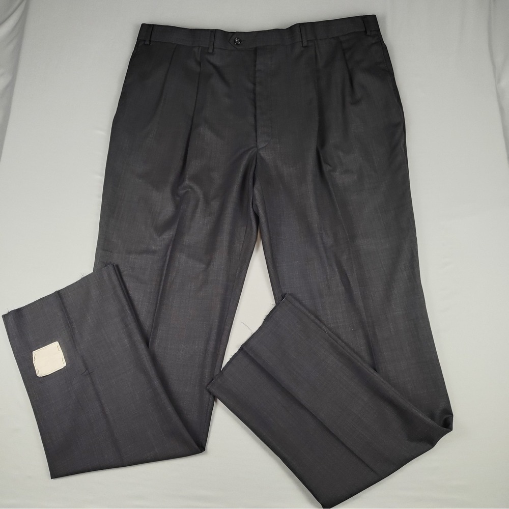 Jos A Bank Mens 50L Charcoal Gray 100% Wool 2 Piece Suit 45 Waist Unhemmed Pants - Picture 12 of 16